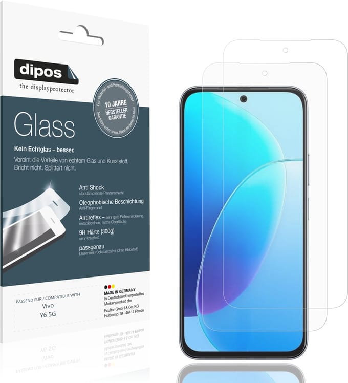 dipos – 2x Matte Pantserfolie geschikt voor Vivo Y6 5G | 9H Screenprotector