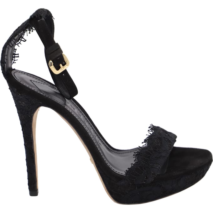 Burberry Polesden 120 Platform Sandalen met Kant in Zwarte Suède
