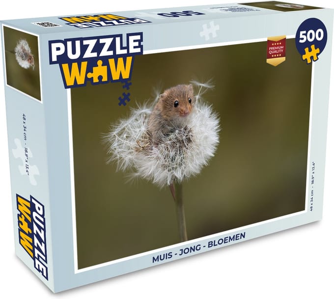 Puzzel Muis - Jong - Bloemen - Legpuzzel - Puzzel 500 stukjes
