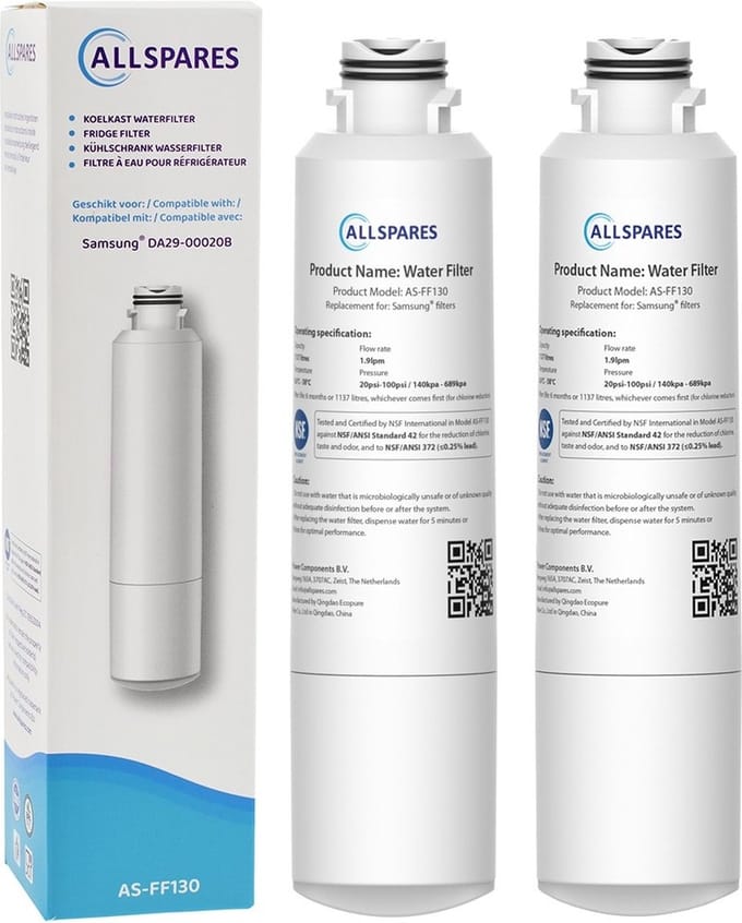 AllSpares Waterfilter (2x) voor Koelkast geschikt voor DA29-00020B