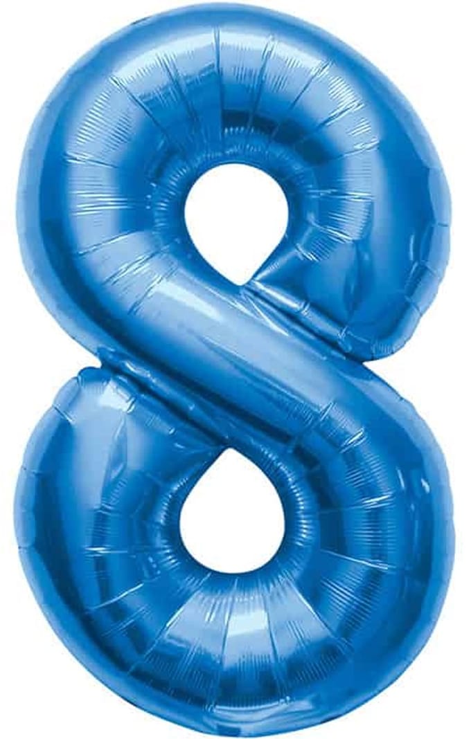 Folieballon Cijfer 8 Blauw - 86 cm