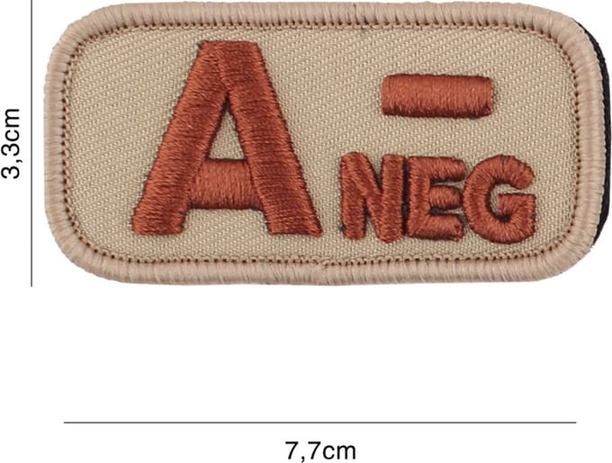 Embleem stof bloedgroep A-negatief coyote
