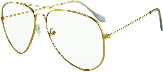 Loud and Clear® - Pilotenbril - Bril Zonder Sterkte - Nerd Bril - Goud