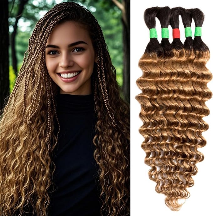 Menselijk Haar Bundels voor Vlechten: Diepe Golf & Krullend Vlechthaar, 45 cm, 5 Stuks