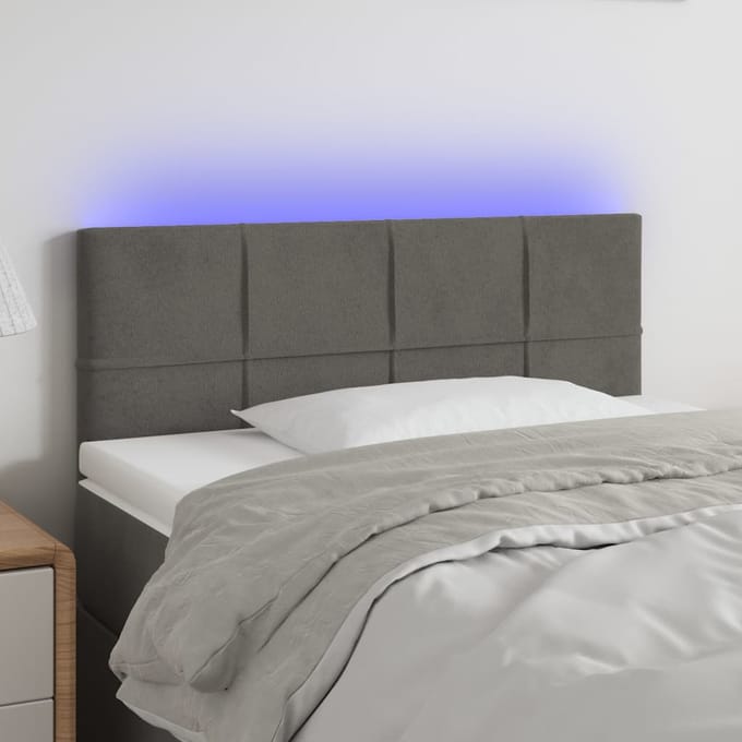 vidaXL - Hoofdbord - LED - 100x5x78/88 - cm - fluweel - donkergrijs