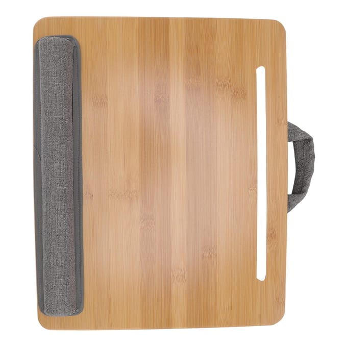 Laptoptafel Multifunctioneel Bamboe Schootbureau Bedblad met Kussen voor Lezen Schrijven Spelen beige