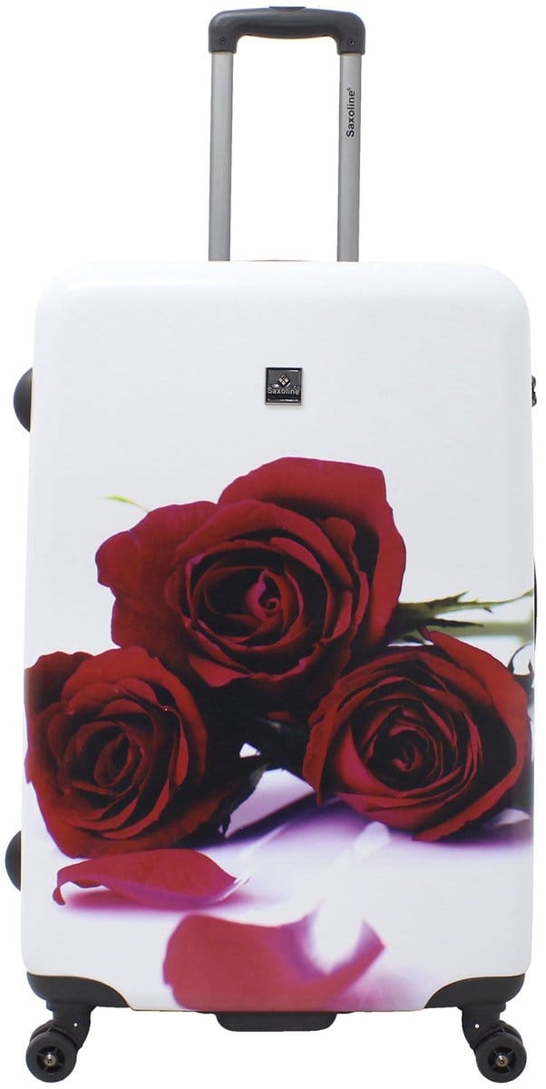 Saxoline Harde Koffer / Trolley / Reiskoffer - 78 cm (Large) - Red Roses Print - Bedrukt / Large