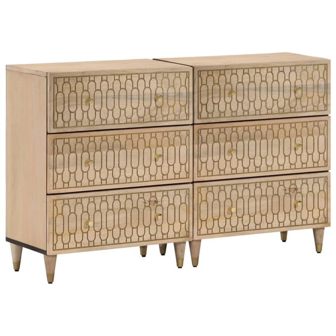 vidaXL - Bijzetkasten - 2 - st - 60x33x75 - cm - massief - mangohout