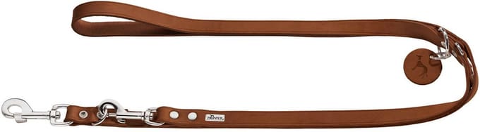 Hunter Verstelbare Looplijn Leder Cognac - Hondenriem - 200x2 cm