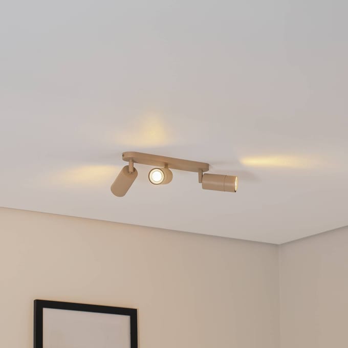 Luminex Plafondspot Link, beige, lengte 33 cm, 3-lamps.