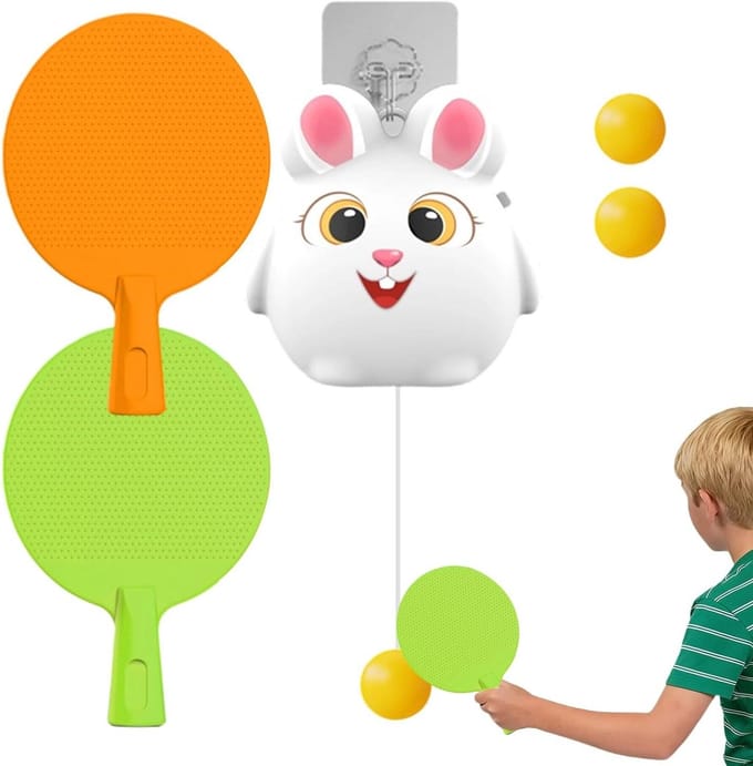Tafeltennistrainer - Pong trainer - Interactief spelen - Verstelbare hoogte - 53 inch - Konijn