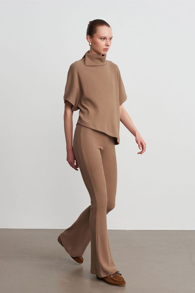Hoge Taille Flared Gebreide Broek