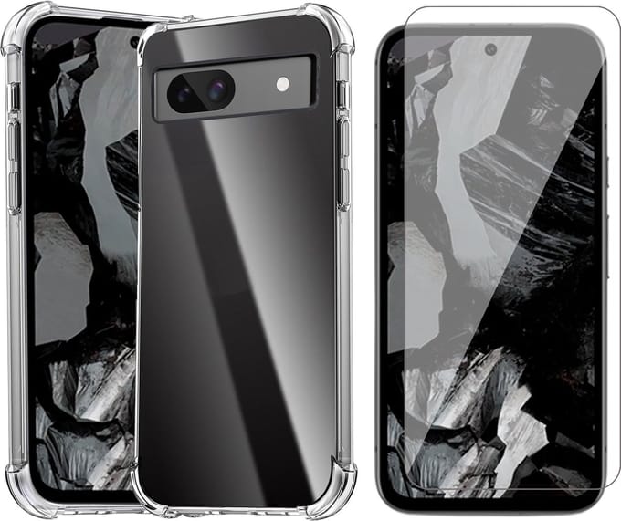 Hoesje geschikt voor Google Pixel 8a - Screenprotector Glas - Shockproof Transparant