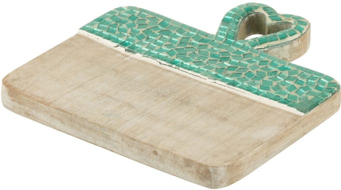 J-Line plateau Hart Mozaiek - mango hout - groen