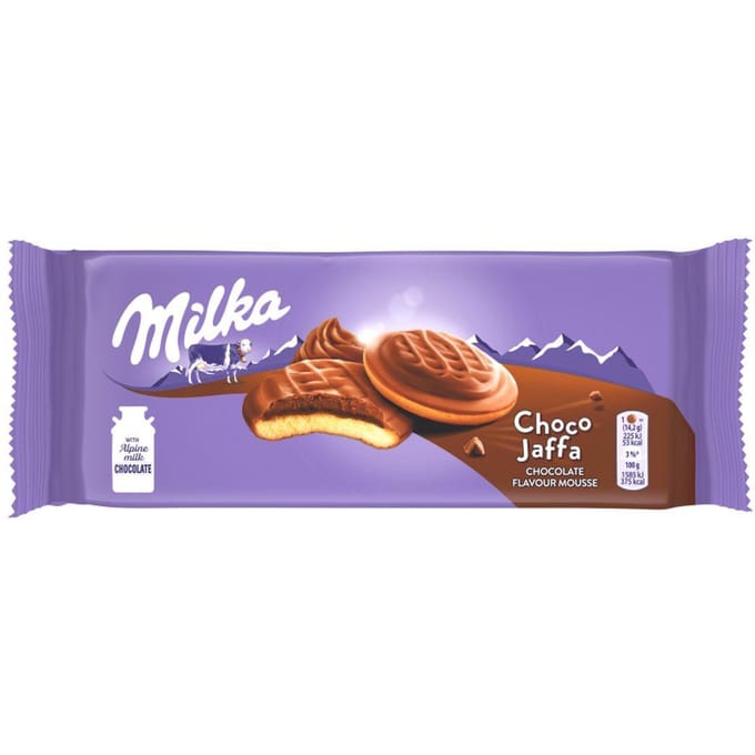 Milka Choco Jaffa Koekjes met chocoladesmaak schuim bedekt met melkchocolade 128 g