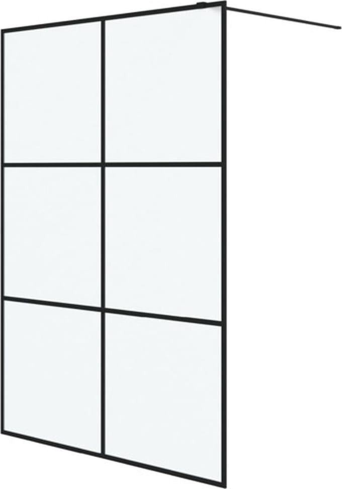 vidaXL - Inloopdouchewand - 140x195 - cm - mat - ESG-glas - zwart