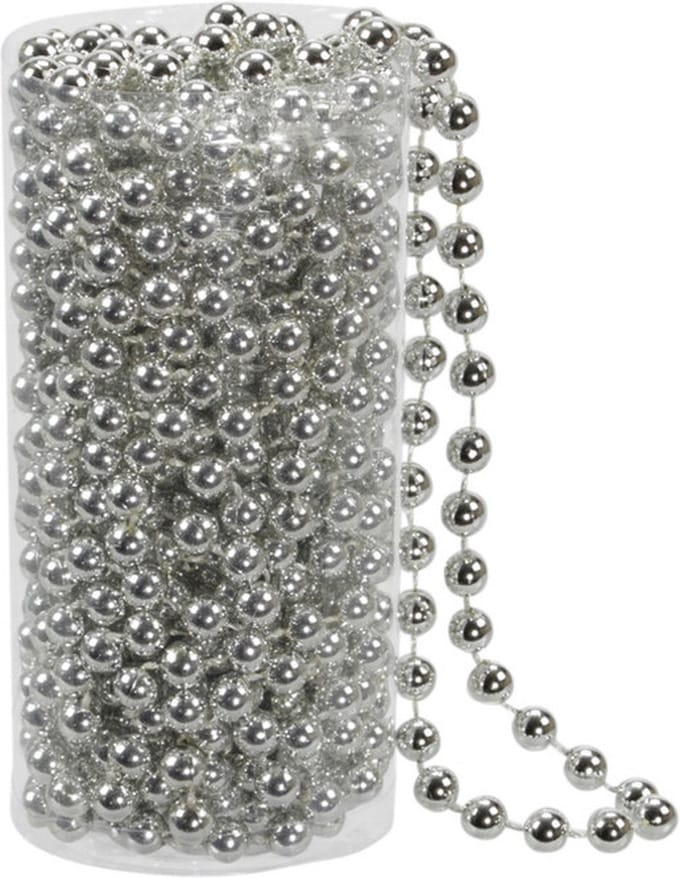 Kralenslinger - zilver - kunststof - 8 meter - kerstboomversiering - kerstversiering - kerstslingers