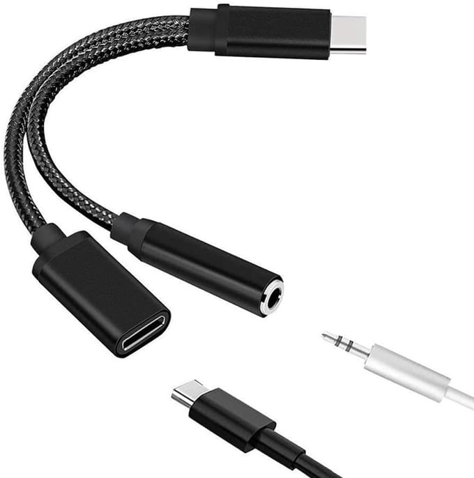 Audio Adapter - Type C Splitter - Muziek Luisteren - 2-in-1 Functionaliteit - 12 x 8 x 3 cm - Zwart