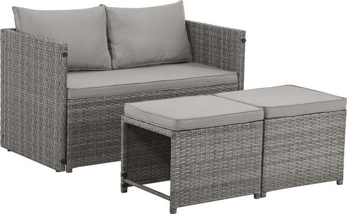 2 in 1 Polyrotan Loungeset Jamaika - Grijs
