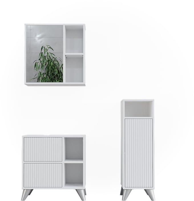 Vicco Badkamermeubelset Leano, Wit, 3-delig