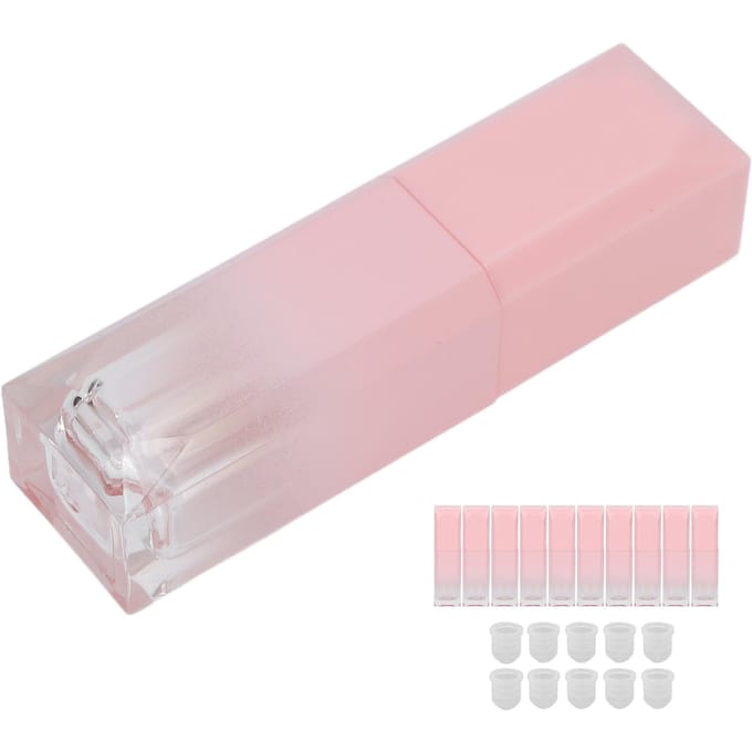 Lot de 10 tubes de gloss vides de 6 ml, rechargeables, pour échantillons de gloss à lèvres DIY, rose white