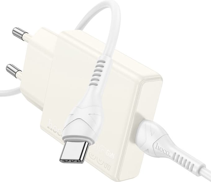 Hoco USB-C Snellader 30W - Power Delivery - Stekker Inclusief 1m USB-C Kabel - Wit