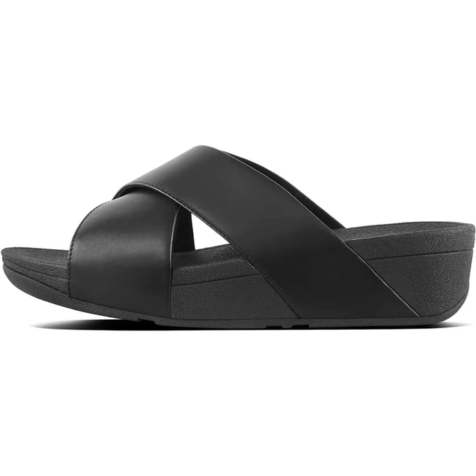 FitFlop Lulu Cross Slide Sandals Leather Dames Sandalen - Zwart