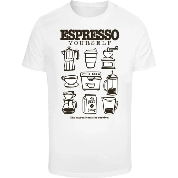 Mister Tee - Espresso Yourself Coffee Heren Tshirt - M - Wit