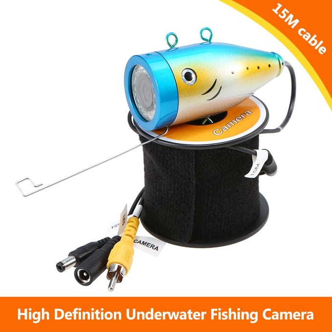 Moniteur Portable de 7 pouces, 1000TVL, Kit de caméra de pêche sous-marine étanche, 24 LED infrarouges IR 15m black