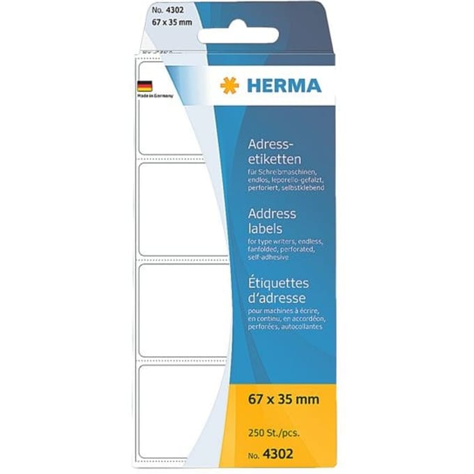 HERMA Etiketten endlos wit 67x35 mm Papier mat 250 St.