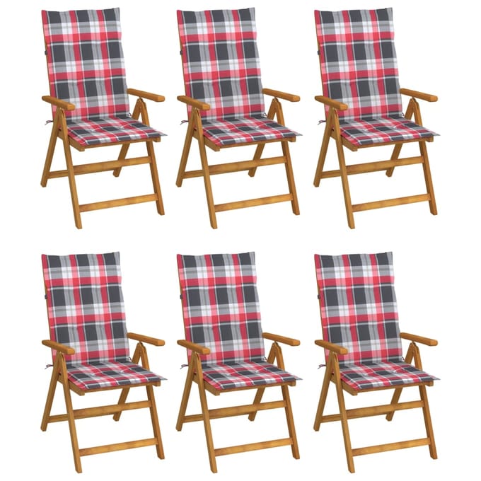 vidaXL - Inklapbare - stoelen - 6 - st - met - kussens - massief - acaciahout