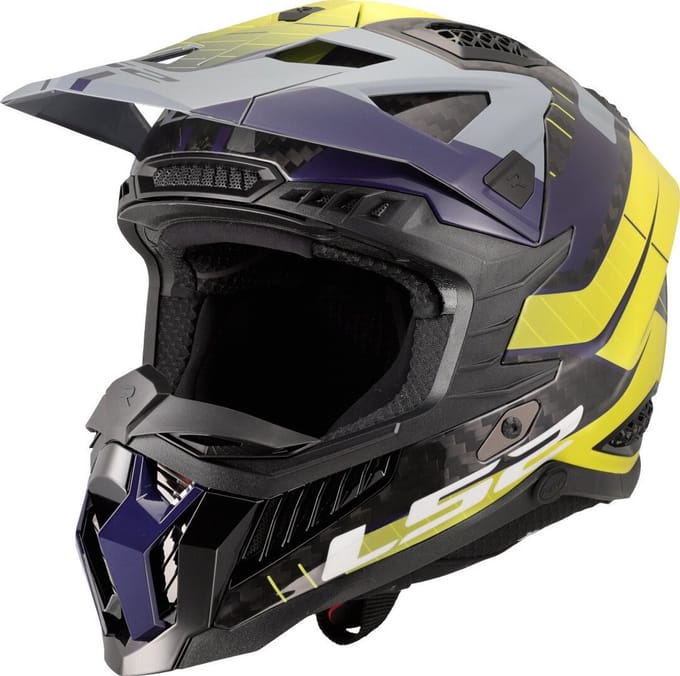 LS2 MX703 X-Force Galuo Grijs H-Vis Geel 06 Crosshelm - Maat S - Helm