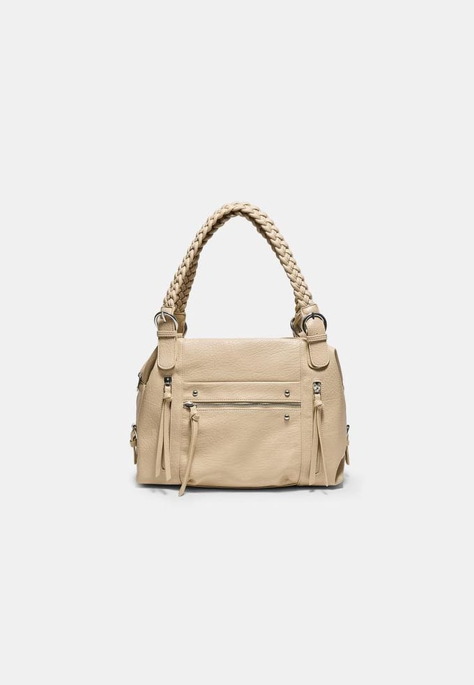 Stradivarius Schoudertas met gevlochten handvat  Beige OS