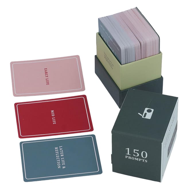 Levensverhaal Interview Kit Kaarten 150 STUKS Papier Intergenerationele Gesprekskaarten voor Thuis gray