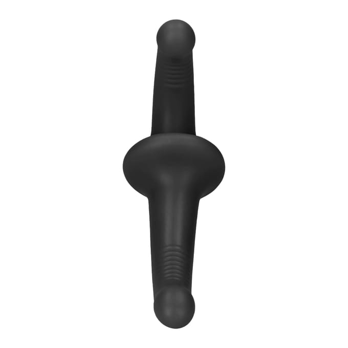 Ouch! Vibrerende Silicone Strapless Strapon Voorbinddildo - Zwart