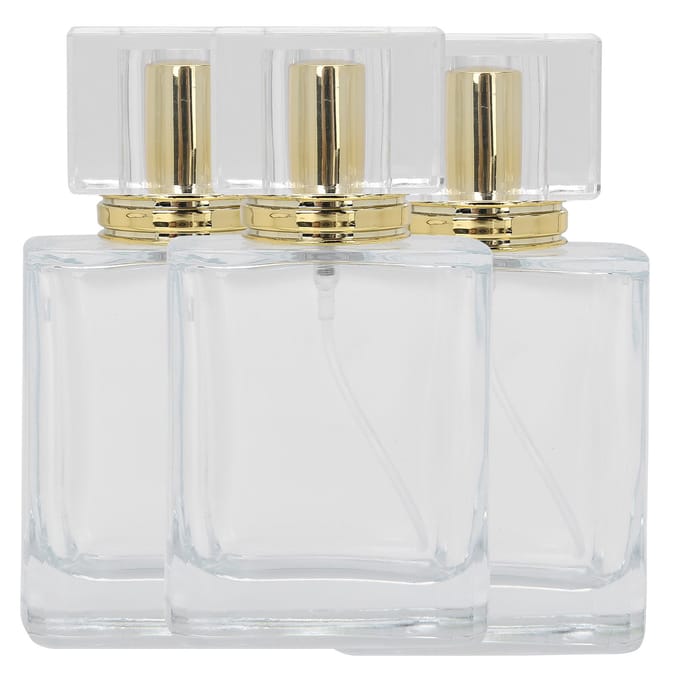 Flacon de Parfum Rechargeable 50ml Verre Spray Liquide Transparent Vide Récipient AtomiseurOr noir