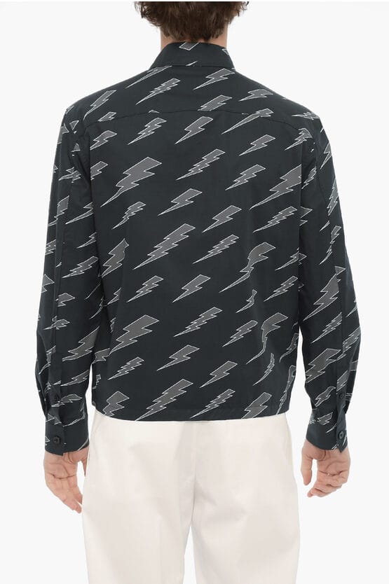 Bedrukt overshirt met ritssluiting in blauw