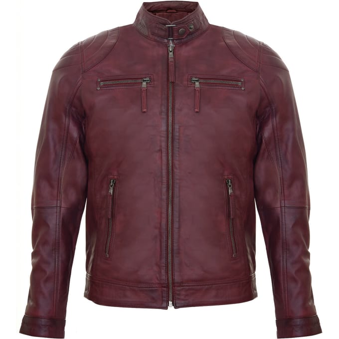 Leren biker racejack met rits