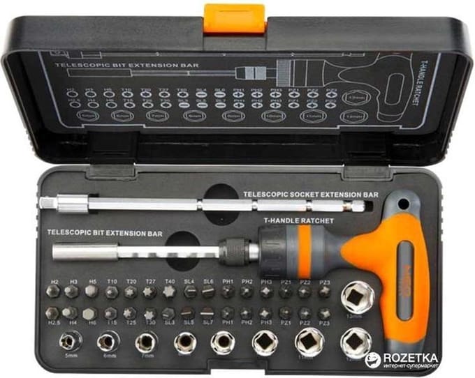 Schroeverdraaierbits met Handvathouder T - Set van 42 - Neo-Tools 08-709