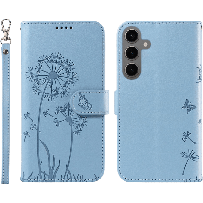 Comfycase Samsung S25 / S24 Dandelion Bookcase Hoesje Lichtblauw