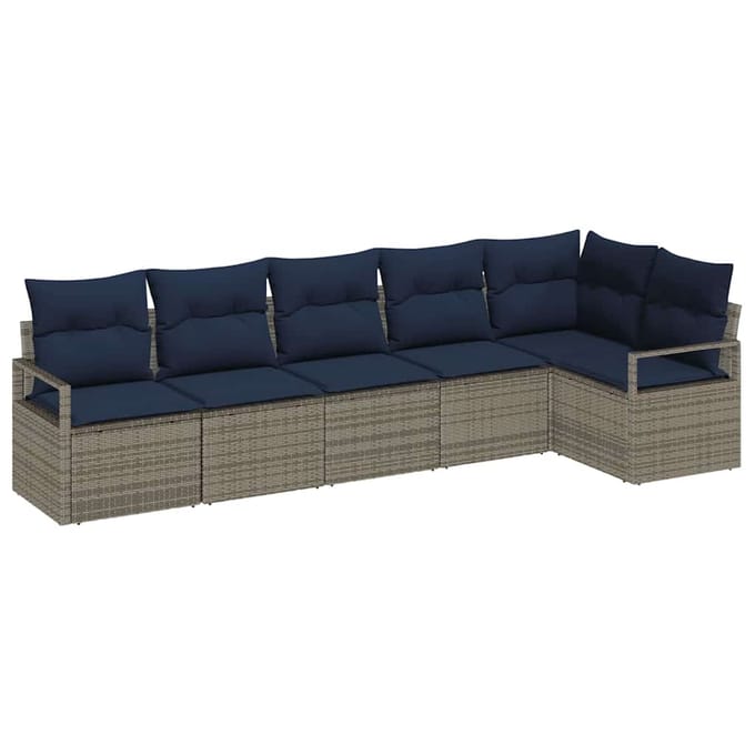 vidaXL Bankstel 6 st Grijs poly rattan