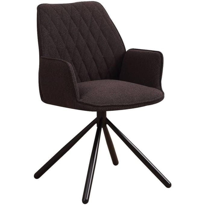 Dimehouse Draaibare Eetkamerstoel Novan Bruin Bouclé – 180° Draaibaar - Stof - Scandinavisch & Basic