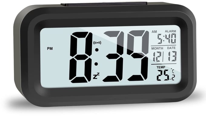 carmdering - LCD Digitaler Wecker - Reisewecker - Groot Scherm En Stil Loopwerk - 1 - Voor Slaapkamer Home Office Zwart