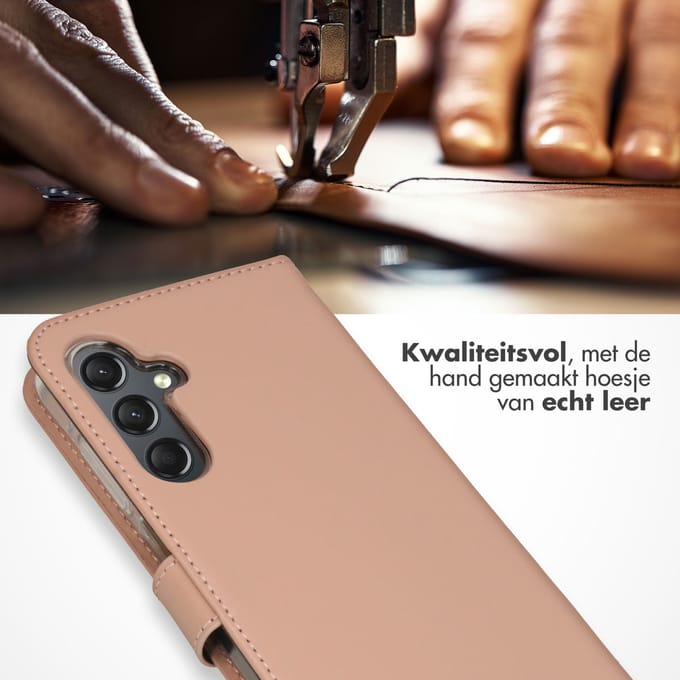 Selencia Echt Leren Bookcase voor de Samsung Galaxy A25 (5G) - Dusty Pink