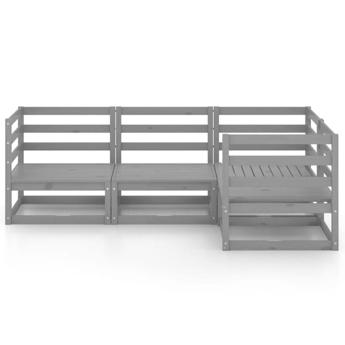 vidaXL - 4-delige - Loungeset - massief - grenenhout - grijs