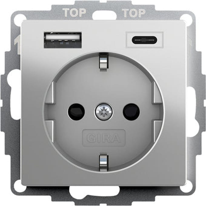 Gira Dubbele Usb Wandcontactdoos Met Veiligheid Plus - 2459600