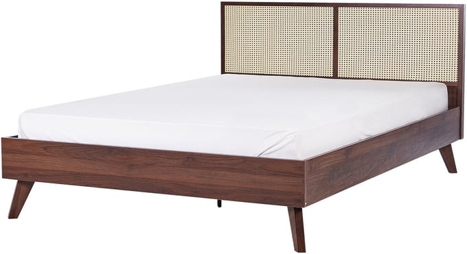 MONPAZIER - Tweepersoonsbed - Donkerhout - 140 x 200 cm - Rotan