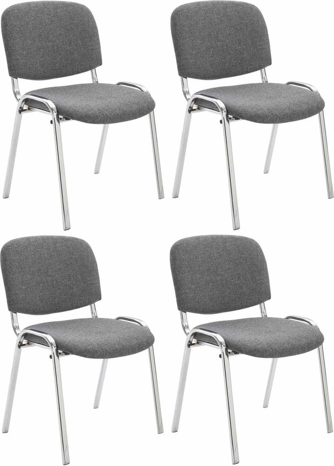 CLP Ken Set van 4 stoelen - Chroom - Stof grijs