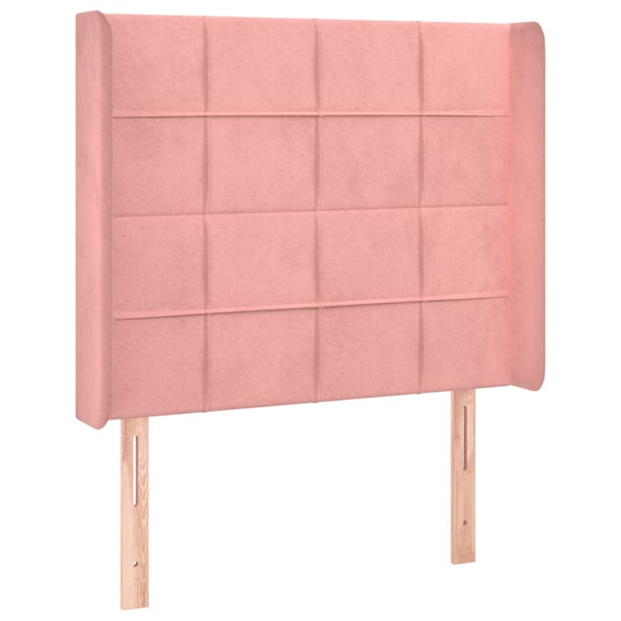 vidaXL - Hoofdbord - LED - 93x16x118/128 - cm - fluweel - roze