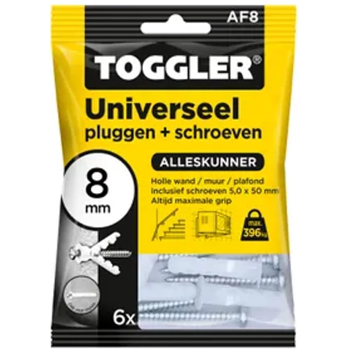 Toggler Universele Plug Af8 Kunststof - Diam. 8mm - 6 Stuks